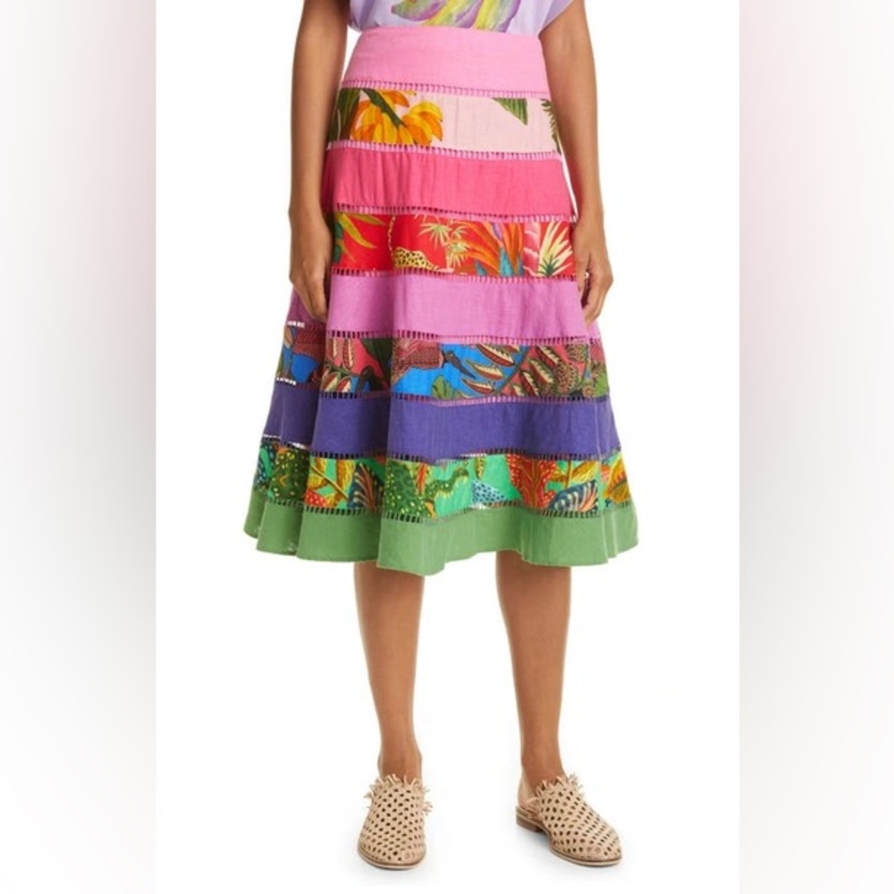 Farm Rio tiered linen skirt XL